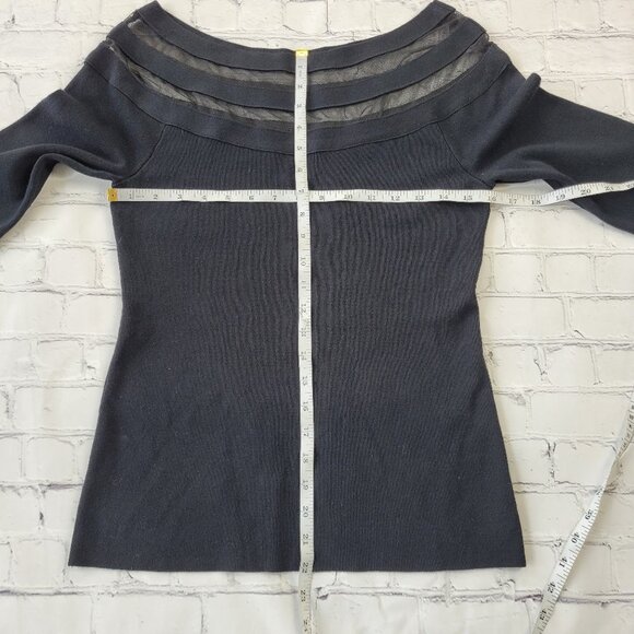 NWT INC International Concept Black boat neck sweater top with mesh detail M - Picture 2 of 11
